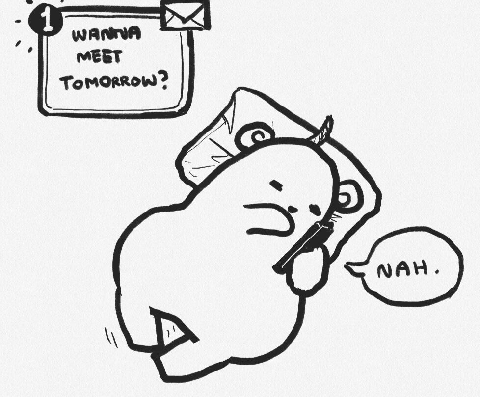 Weekends Polpebear is too lazy to go out and rejects an invitation to meet.