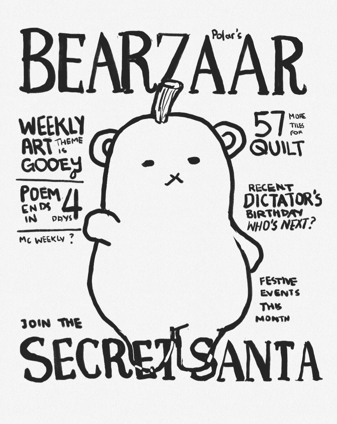 Bazaar Parody of a famous magazine cover, featuring events that were happening in Art Union