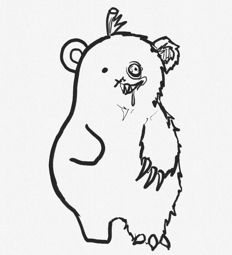 Monster Polpebear half-drawn grotesquely