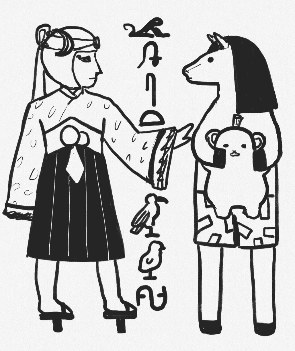 Lost Arts Polpebear drawn with Pyoo and Ibib in a faux-ancient Egyptian style